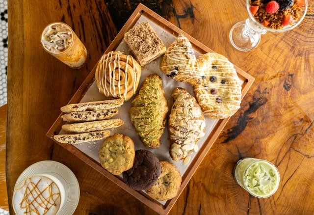 Overhead board of assorted house-made bai-tee pastries