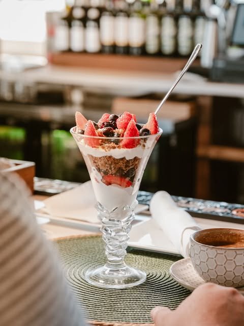 Layered berry-and-granola parfait